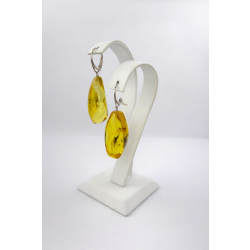 Kolczyki srebrne wiszące z naturalnym bursztynem