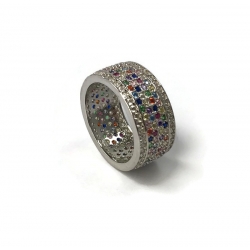 Srebrny pierścionek z kolorowymi cyrkoniami