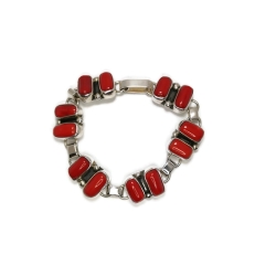 Bransoletka srebrna z czerwonym koralem