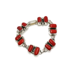 Bransoletka srebrna z czerwonym koralem