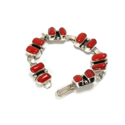 Bransoletka srebrna z czerwonym koralem