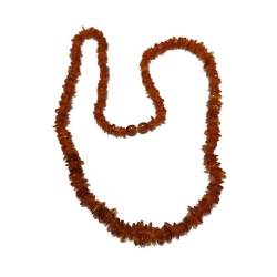 Naszyjnik z drobnych brązowych bursztynów
