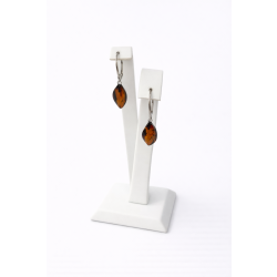 Srebrne wiszące kolczyki próby 925 z bursztynu naturalnego