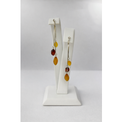 Srebrne wiszące kolczyki próby 925 z naturalnego bursztynu