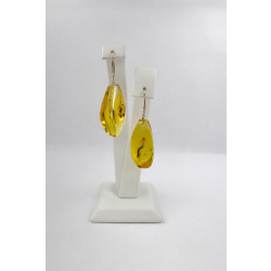 Kolczyki srebrne wiszące z naturalnym bursztynem