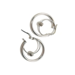 Srebrne kółka z kulką diamentowaną