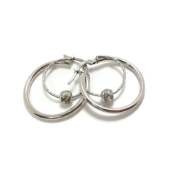 Srebrne kółka z kulką diamentowaną