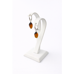 Srebrne wiszące kolczyki próby 925 z bursztynu naturalnego